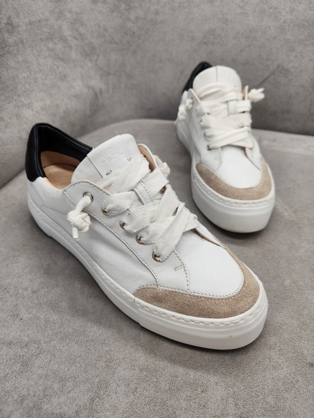 AGL Sneakers Women's 7 White Leather Piera Athleisure Luxury Preppy Made Italy